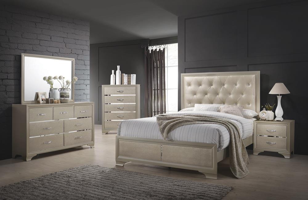 Beaumont Metallic Champagne 4-Piece Eastern King Bedroom Set