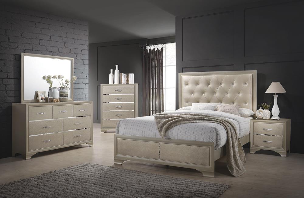 Beaumont Metallic Champagne 5-Piece Queen Bedroom Set