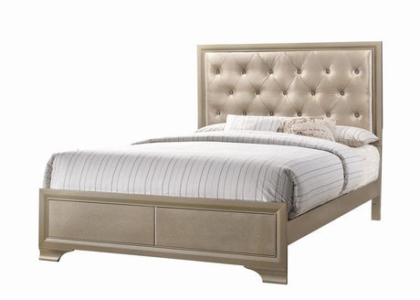 Beaumont Metallic Champagne Upholstered Panel Bedroom Set