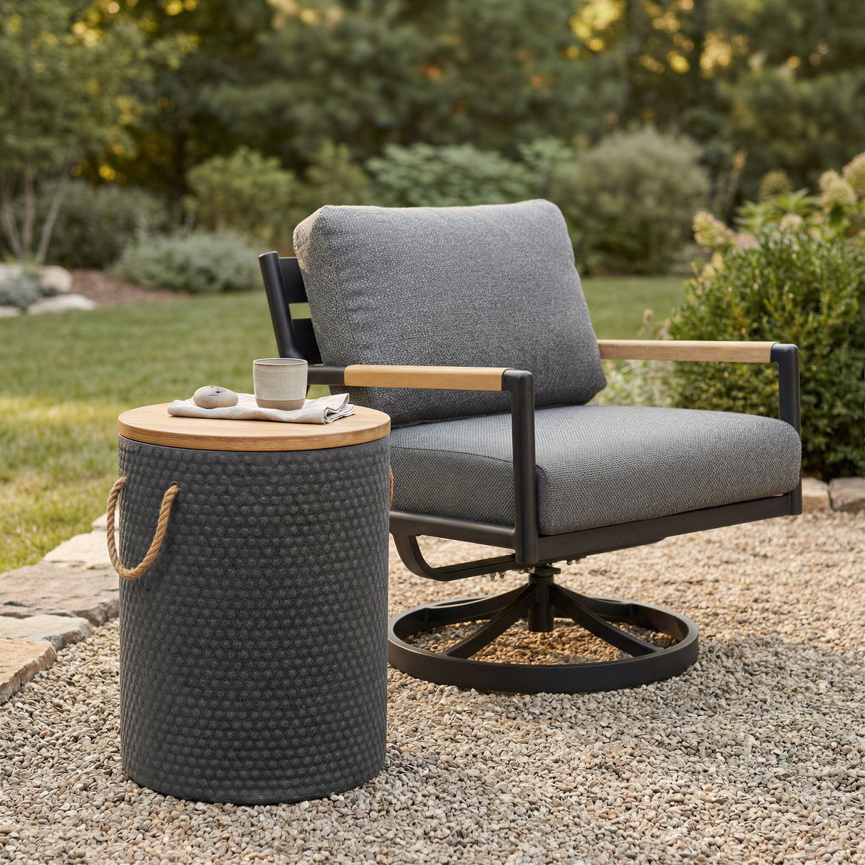 Beban Natural & Black Outdoor Side Table by Zuomod at Eve Furniture