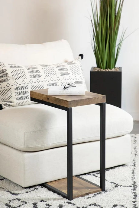Beck Black and Antique Nutmeg C-Shape Snack Table by Coaster at Eve Furniture