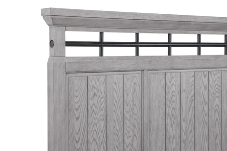 Beckett Rustic Gray King Footboard Bench Panel Bed by Crown Mark at Eve Furniture