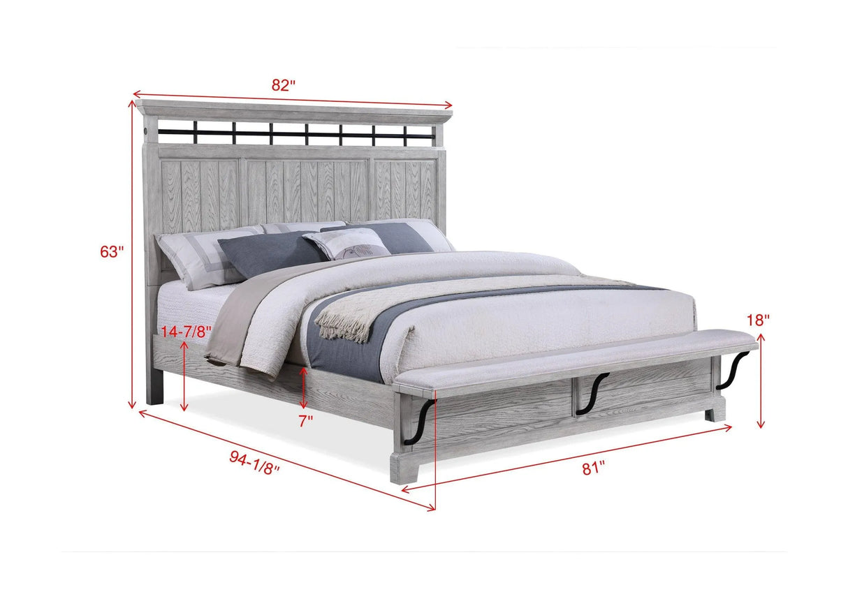 Beckett Rustic Gray King Footboard Bench Panel Bed by Crown Mark at Eve Furniture