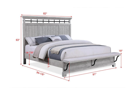Beckett Rustic Gray King Footboard Bench Panel Bed by Crown Mark at Eve Furniture