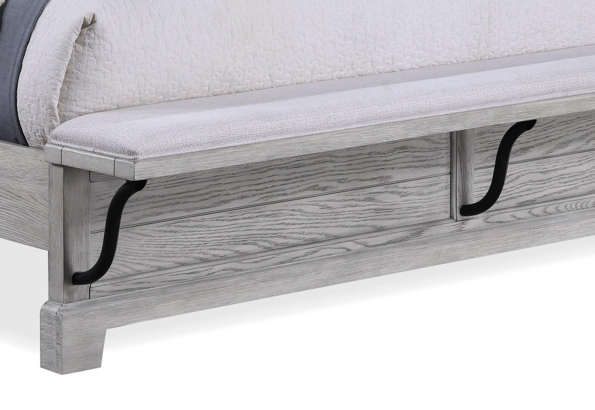 Beckett Rustic Gray Queen Footboard Bench Panel Bed by Crown Mark at Eve Furniture