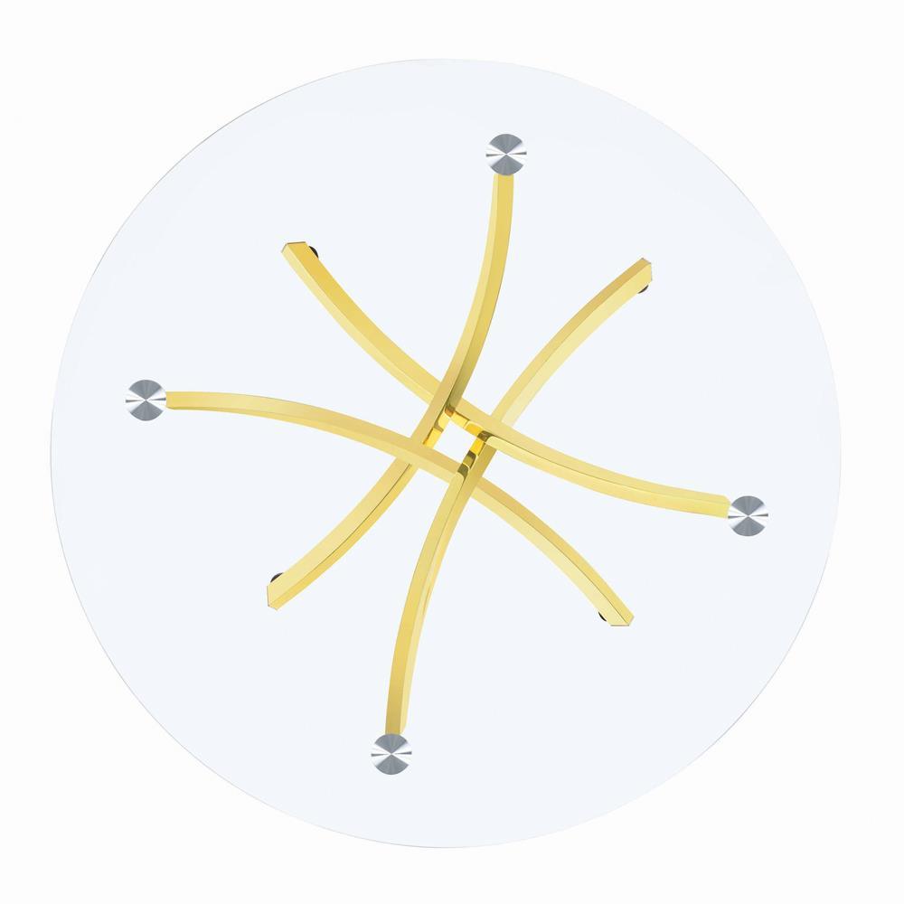 Beckham Brass and Clear Round Dining Table by Coaster at Eve Furniture