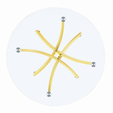 Beckham Brass and Clear Round Dining Table by Coaster at Eve Furniture