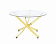 Beckham Brass and Clear Round Dining Table by Coaster at Eve Furniture