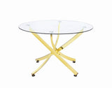 Beckham Brass and Clear Round Dining Table by Coaster at Eve Furniture