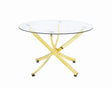 Beckham Brass and Clear Round Dining Table by Coaster at Eve Furniture