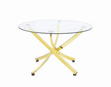 Beckham Brass and Clear Round Dining Table by Coaster at Eve Furniture
