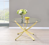 Beckham Brass and Clear Round Dining Table by Coaster at Eve Furniture