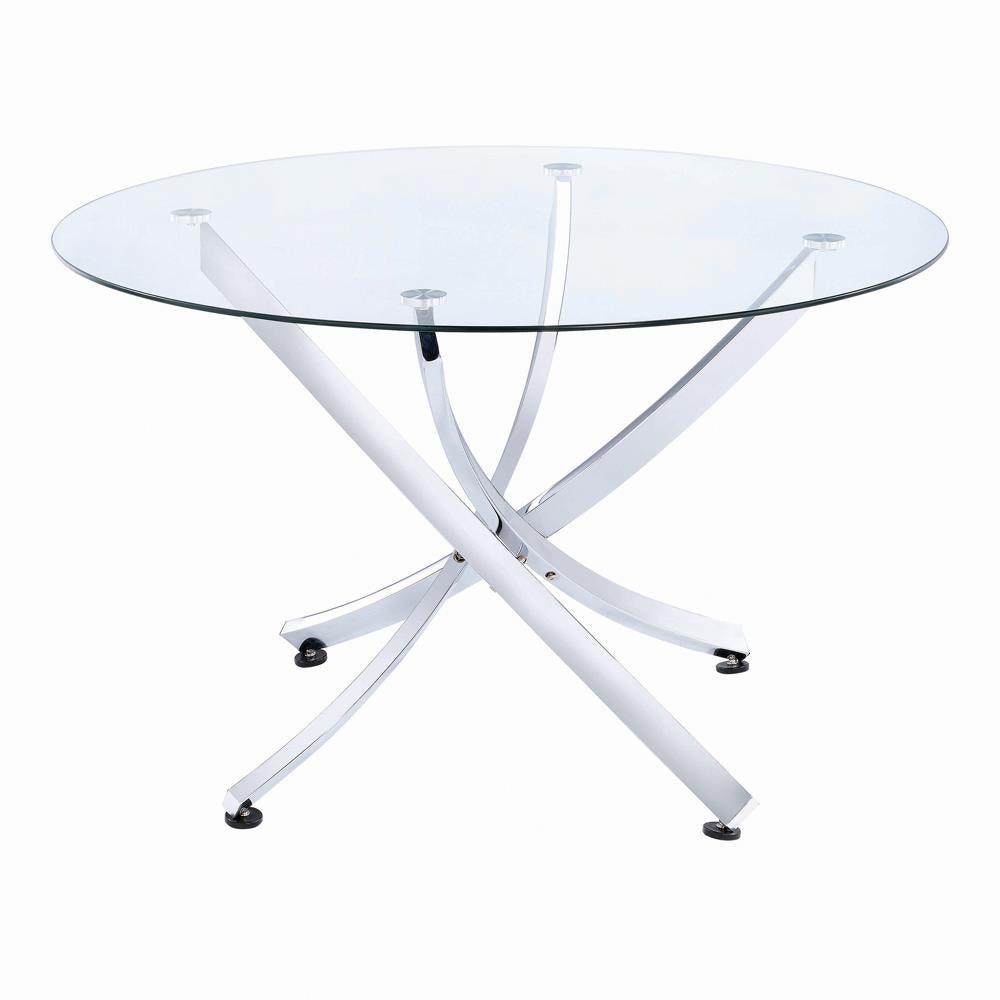 Beckham Chrome/Clear Round Dining Table by Coaster at Eve Furniture