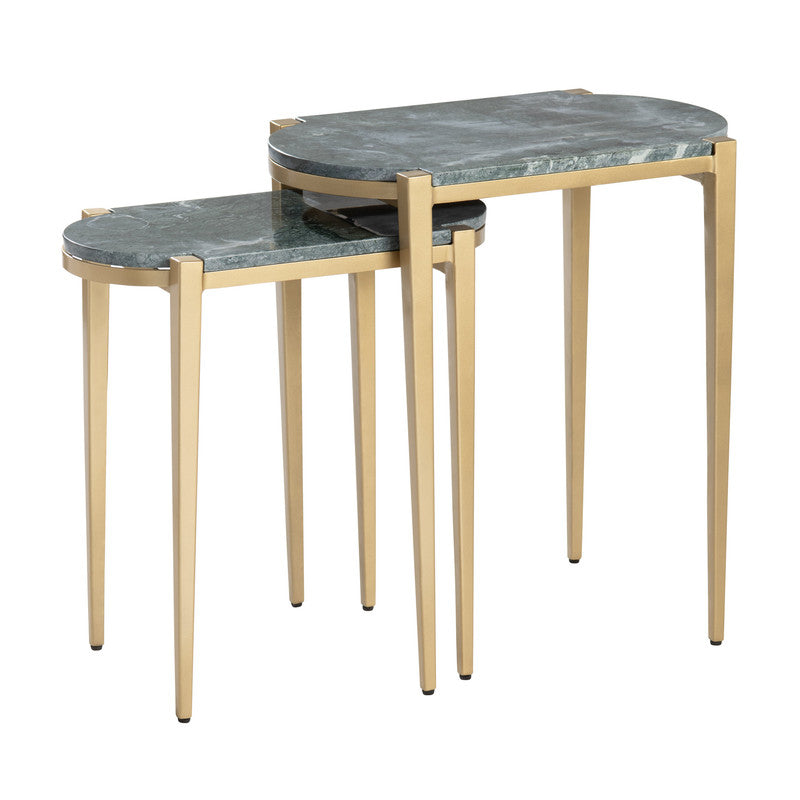 Beckham Green/Gold 2-Piece Nested Accent Tables by Crestview at Eve Furniture