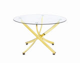 Beckham Brass/Clear Round Dining Table