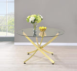 Beckham Brass/Clear Round Dining Table