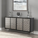 Beckham Weathered Black/Silver 4-Door Cabinet by Furniture of America at Eve Furniture