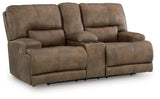 Beckley Place Earth Power Reclining Loveseat with Console by Ashley at Eve Furniture