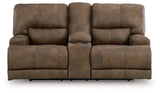 Beckley Place Earth Power Reclining Loveseat with Console by Ashley at Eve Furniture