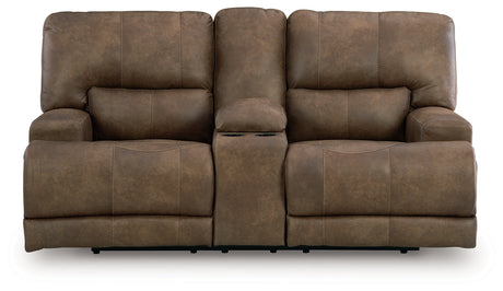 Beckley Place Earth Power Reclining Loveseat with Console by Ashley at Eve Furniture