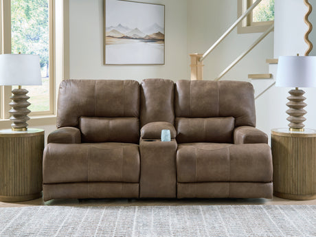 Beckley Place Earth Power Reclining Loveseat with Console by Ashley at Eve Furniture