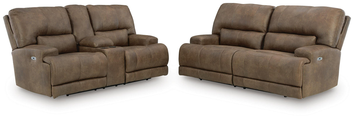 Beckley Place Earth Power Reclining Sofa and Loveseat by Ashley at Eve Furniture