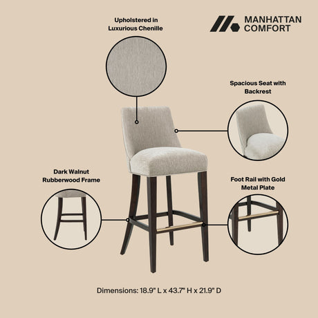 Beever Barstool in Taupe by Manhattan Comfort at Eve Furniture