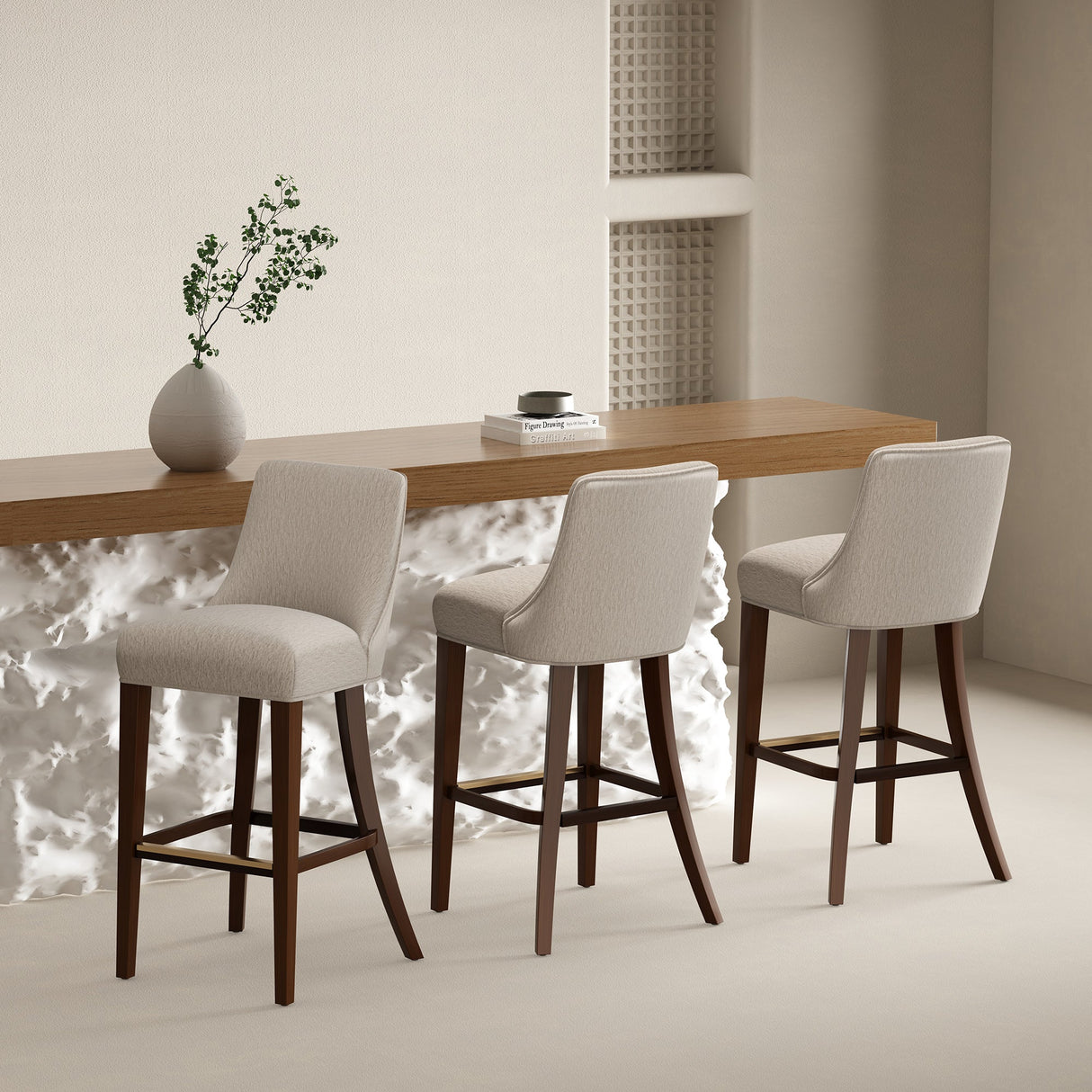 Beever Barstool in Taupe (set of 3) by Manhattan Comfort at Eve Furniture