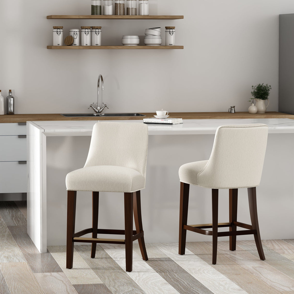 Beever Counter Stool in Cream (set of 2) by Manhattan Comfort at Eve Furniture