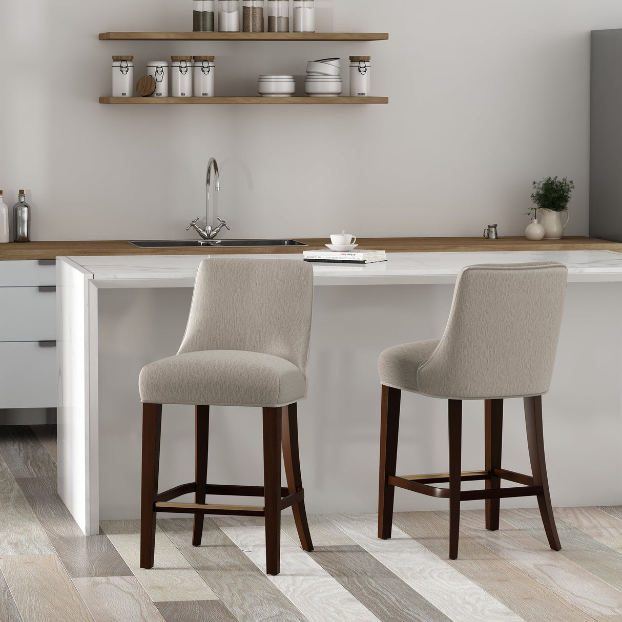 Beever Counter Stool in Taupe (set of 2) by Manhattan Comfort at Eve Furniture