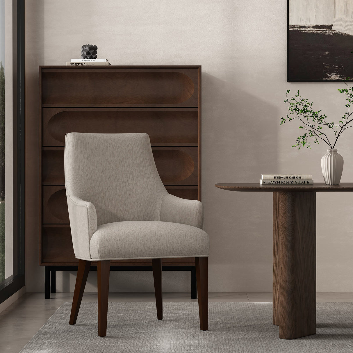 Beever Dining Armchair in Taupe by Manhattan Comfort at Eve Furniture