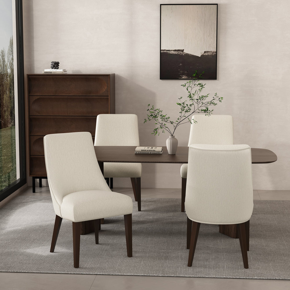 Beever Dining Chair in Cream (set of 4) by Manhattan Comfort at Eve Furniture