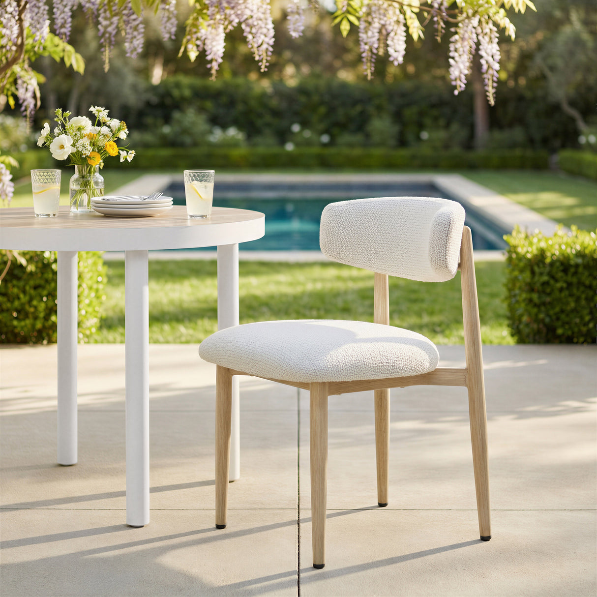 Bege White Outdoor Dining Chair by Zuomod at Eve Furniture