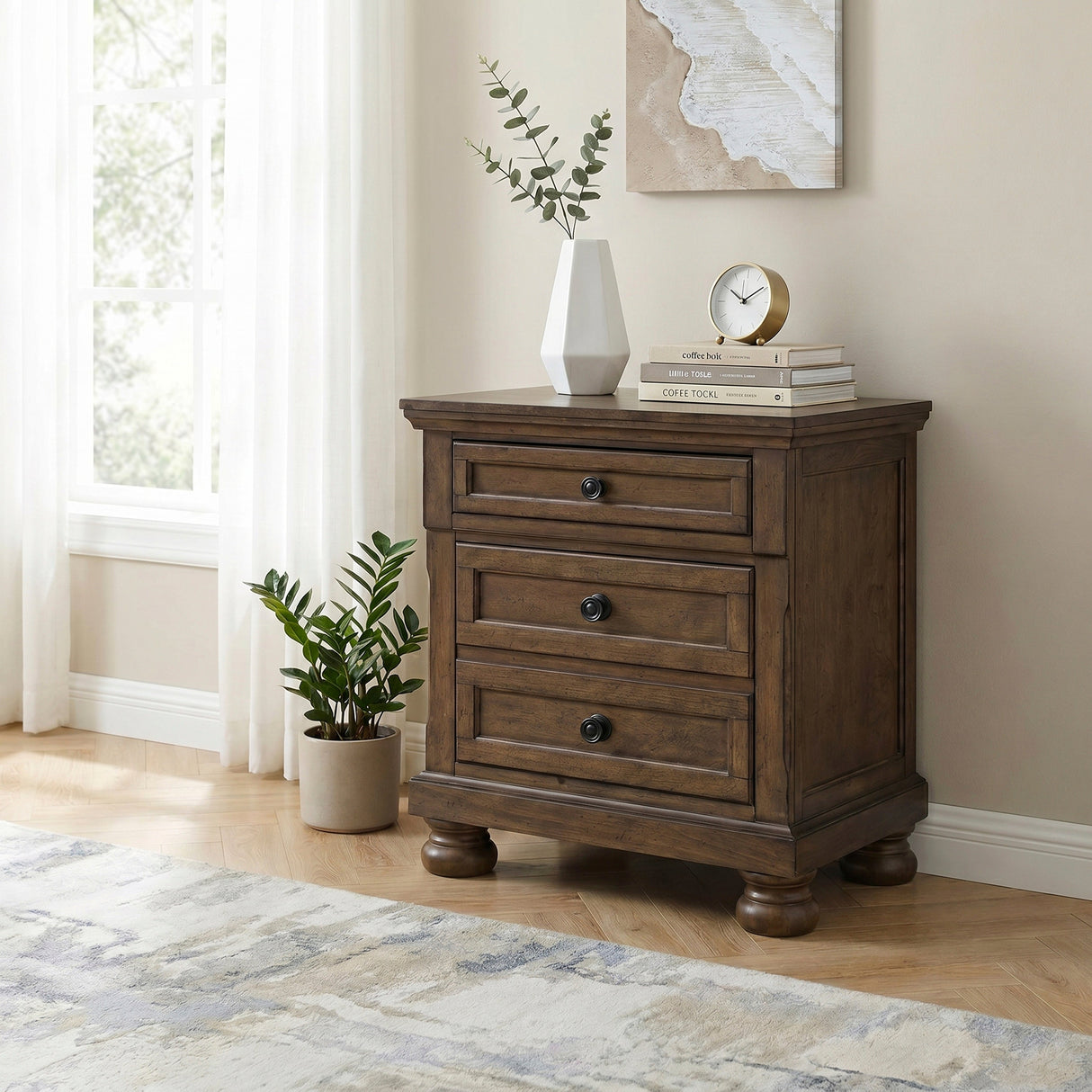Begonia Dark Brown Nightstand by Homelegance at Eve Furniture