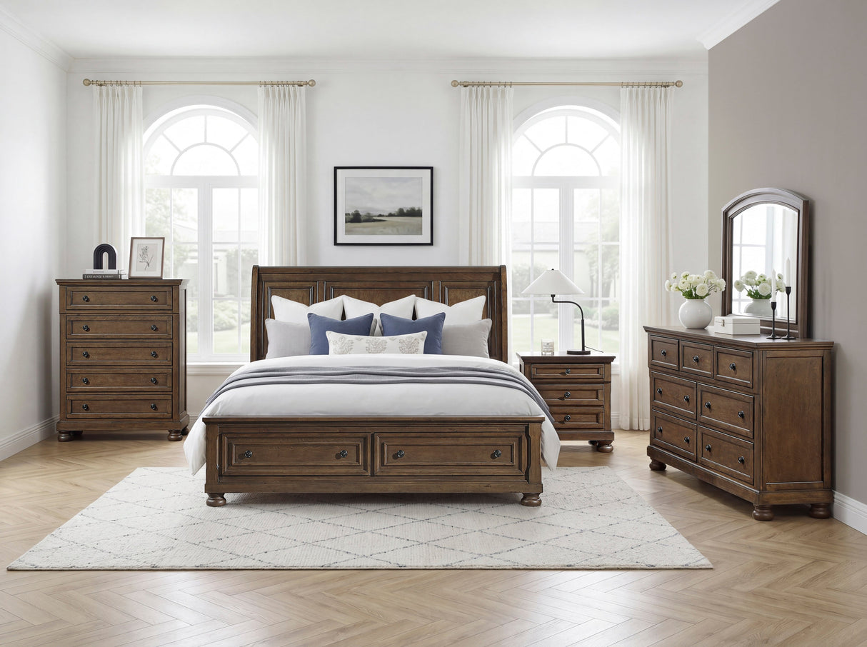 Begonia Dark Brown Storage Bedroom Set by Homelegance at Eve Furniture