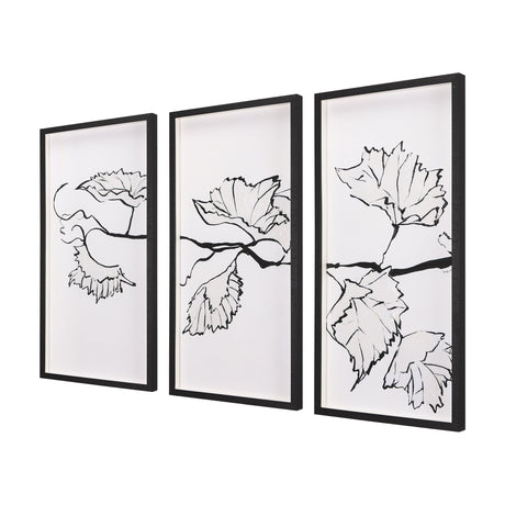 Begonia Vine (Left) by Mercana Studio Hand Embellished Textured Framed Art Print Matted under Glass by Mercana at Eve Furniture