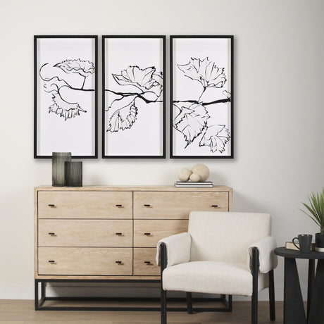 Begonia Vine (Left) by Mercana Studio Hand Embellished Textured Framed Art Print Matted under Glass by Mercana at Eve Furniture