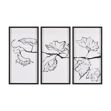 Begonia Vine (Left) by Mercana Studio Hand Embellished Textured Framed Art Print Matted under Glass by Mercana at Eve Furniture