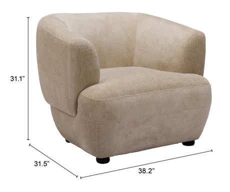 Bekker Golden Beige Accent Chair by Zuomod at Eve Furniture