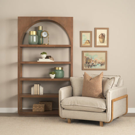 Bela Arched Shelving Unit Medium Brown Wood by Mercana at Eve Furniture