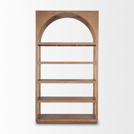 Bela Arched Shelving Unit Medium Brown Wood by Mercana at Eve Furniture