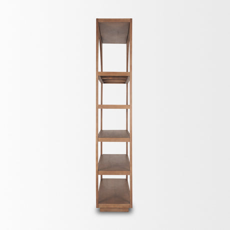 Bela Arched Shelving Unit Medium Brown Wood by Mercana at Eve Furniture