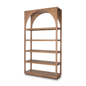 Bela Arched Shelving Unit Medium Brown Wood by Mercana at Eve Furniture