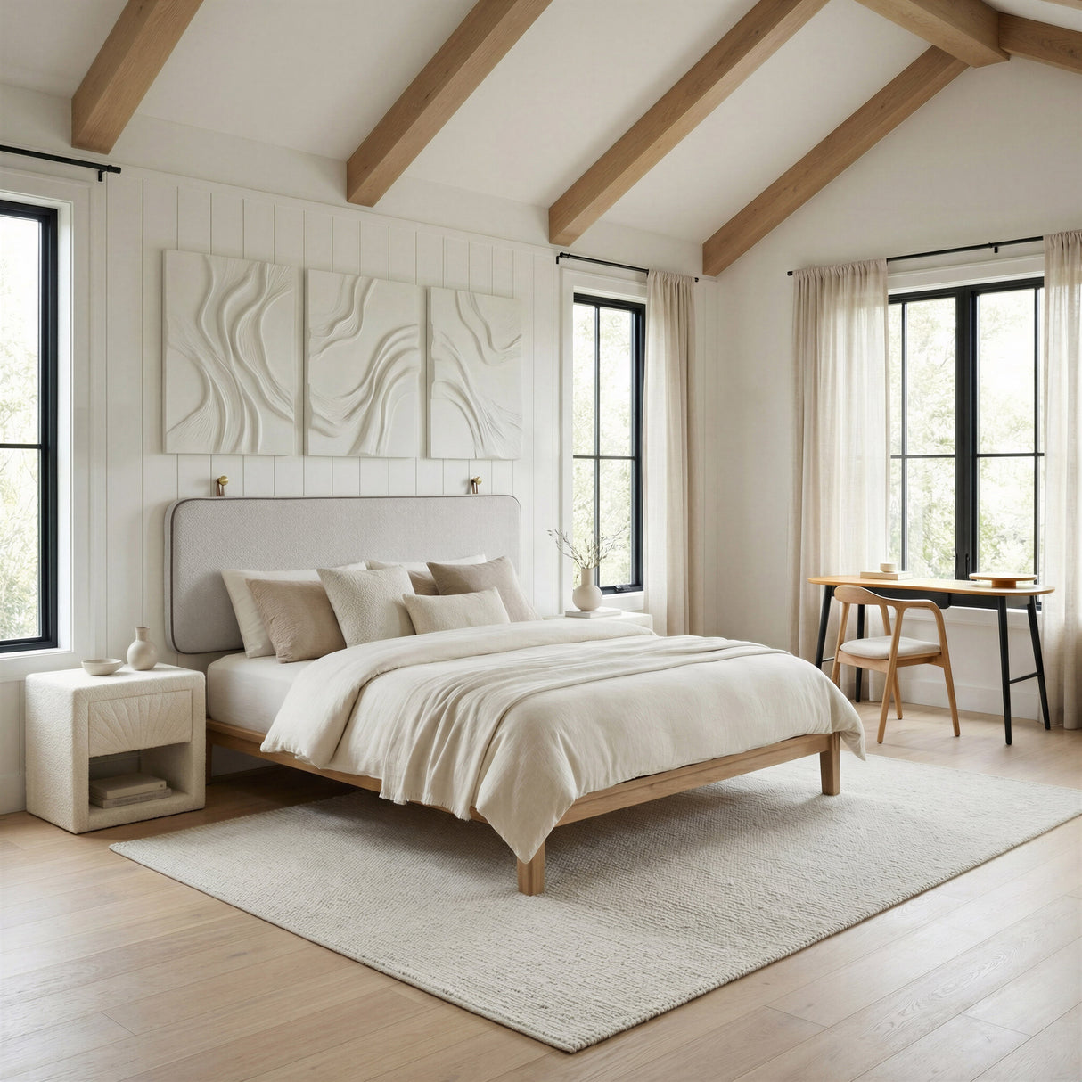 Bela Ivory Floating Queen Headboard by Zuomod at Eve Furniture