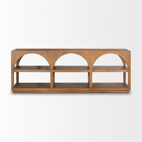 Bela Large Medium Brown Wood Arched Console Table by Mercana at Eve Furniture