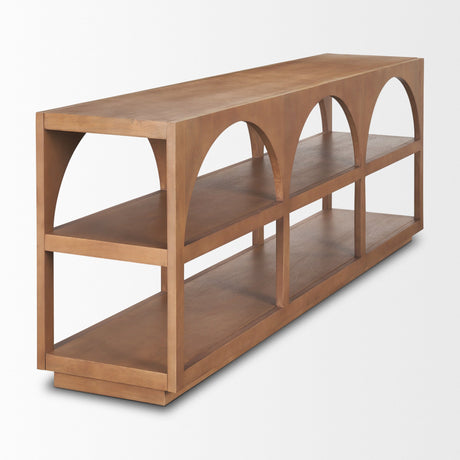 Bela Large Medium Brown Wood Arched Console Table by Mercana at Eve Furniture