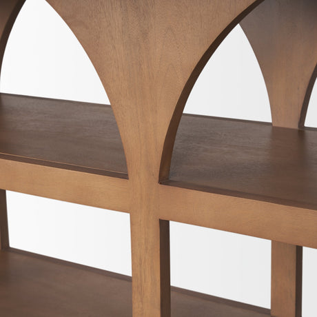 Bela Large Medium Brown Wood Arched Console Table by Mercana at Eve Furniture