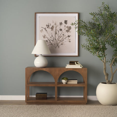 Bela Small Arched Console Table Medium Brown Wood by Mercana at Eve Furniture