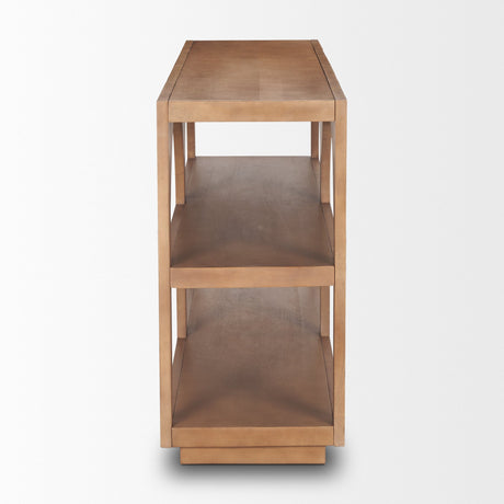 Bela Small Arched Console Table Medium Brown Wood by Mercana at Eve Furniture