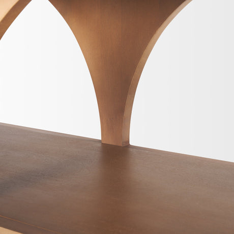 Bela Small Arched Console Table Medium Brown Wood by Mercana at Eve Furniture